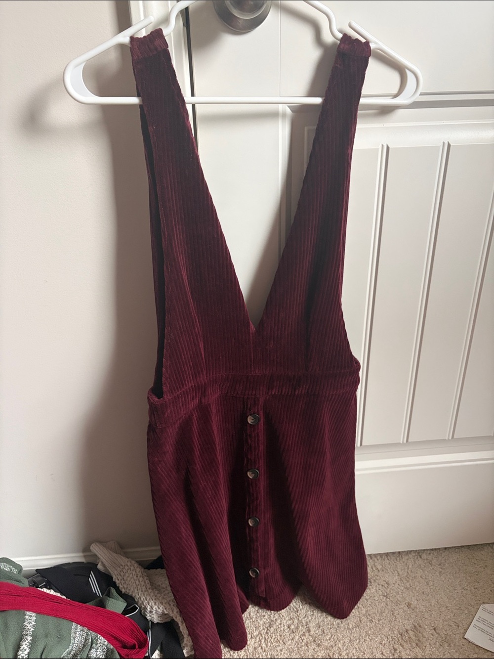 Rue21 Wine Red Corduroy Button-Front Pinafore